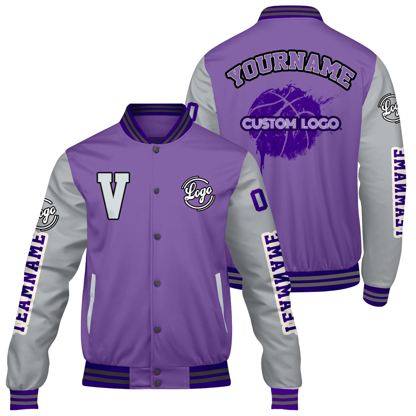 Custom Purple Grey Varsity Jackets for Men Women Youth Personalized Letterman Jackets