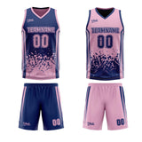 Custom Dull Blue Pink Reversible Basketball Suit for Adults and Kids Personalized Jersey
