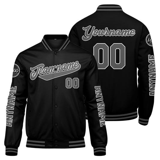 Custom Black Grey Varsity Jackets for Men Women Youth Personalized Letterman Jackets