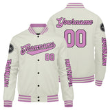 Custom Cream Pink Varsity Jackets for Men Women Youth Personalized Letterman Jackets