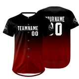 Custom Black Red Baseball Jersey Personalized Gradient Team Uniforms Shirt with Name Number