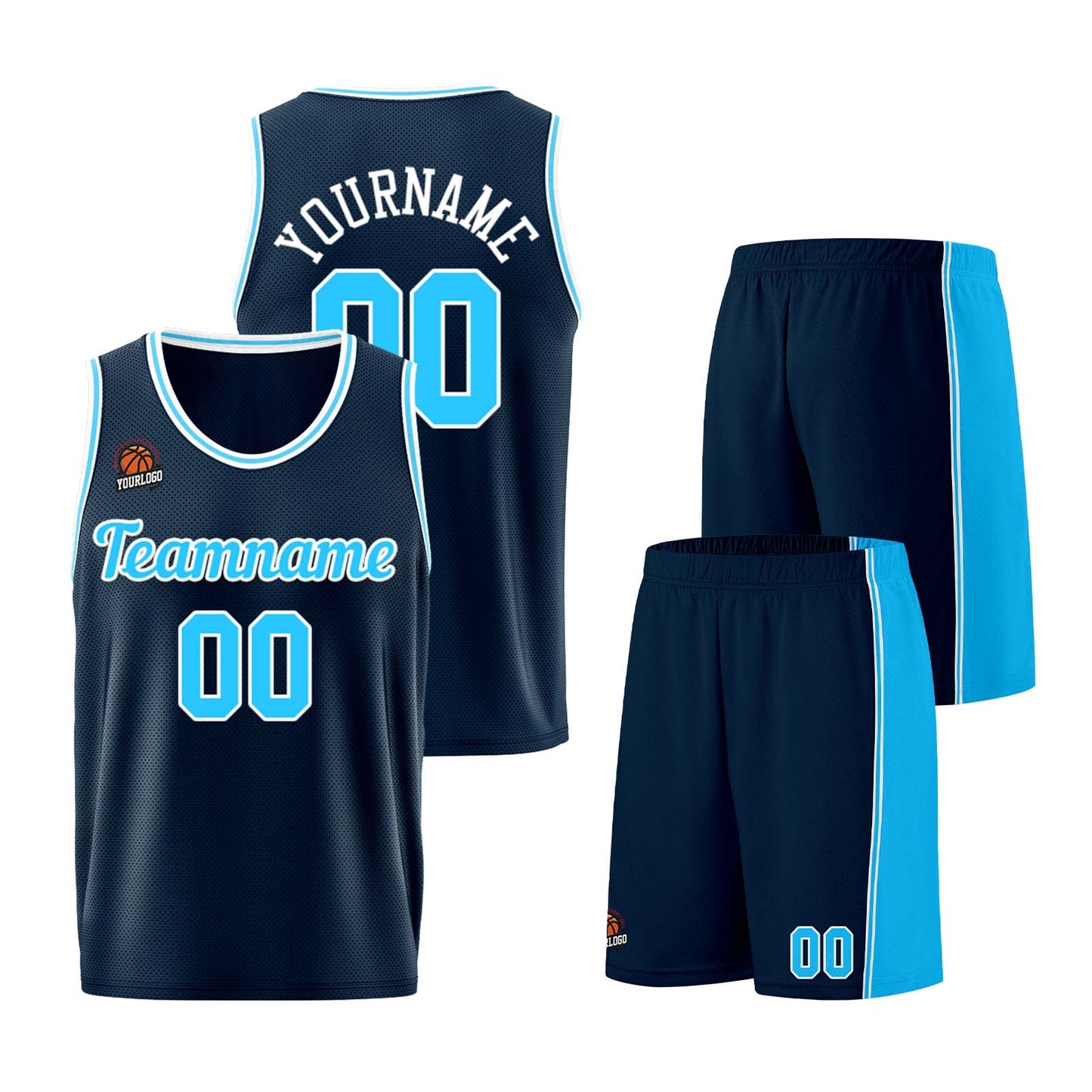 Custom Dark Blue-Light Blue Basketball Jersey for Men Women Adult Youth Stitched Name Number Logo