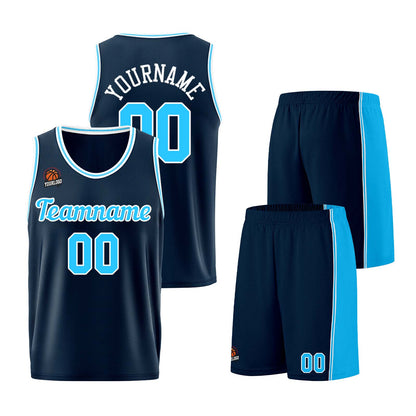 Custom Dark Blue-Light Blue Basketball Jersey for Men Women Adult Youth Stitched Name Number Logo