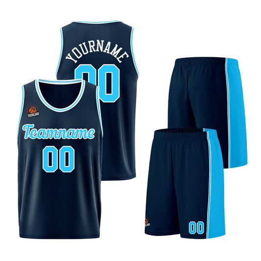 Custom Dark Blue-Light Blue Basketball Jersey for Men Women Adult Youth Stitched Name Number Logo