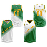 Custom Green White Reversible Basketball Suit for Adults and Kids Personalized Jersey