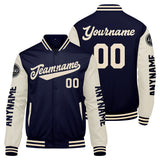 Custom Navy Cream Varsity Jackets for Men Women Youth Personalized Letterman Jackets