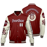 Custom Red White Letterman Varsity Jacket Personalized Embroidery Printing
