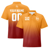Custom Orange Burgundy Football Gradient Polo Shirts  Add Your Unique Logo/Name/Number