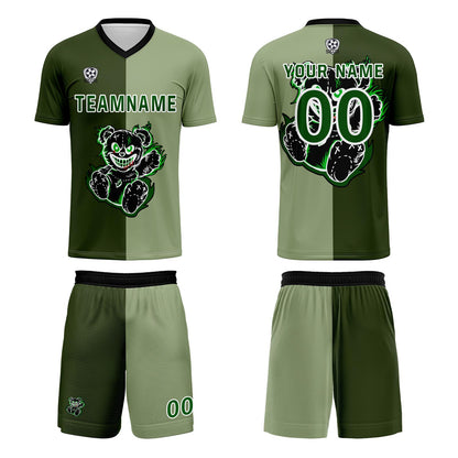 Custom Green Soccer Uniform Jersey Kids Adults Personalized Set Jersey Shirt