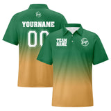 Custom Green Yellow Football Gradient Polo Shirts  Add Your Unique Logo/Name/Number