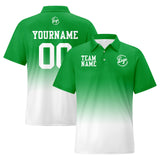 Custom Green White Football Gradient Polo Shirts  Add Your Unique Logo/Name/Number
