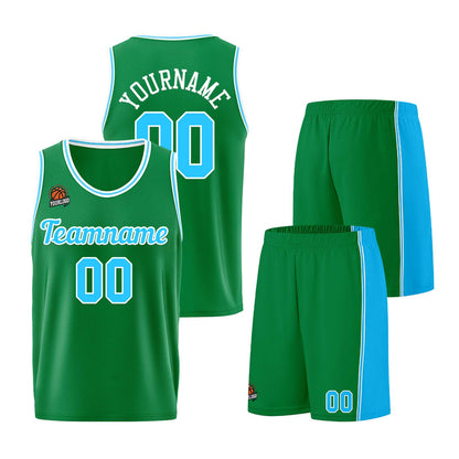 Custom Kelly Green Llight Blue Basketball Jersey for Men Women Adult Youth Stitched Name Number Logo