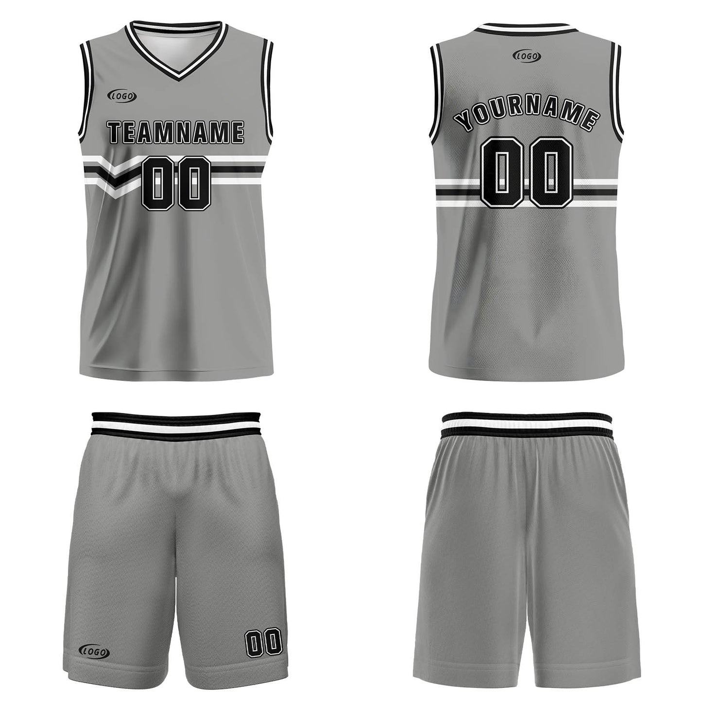 Custom Grey Black White Basketball Jersey Uniform Suit Printed Your Logo Name Number