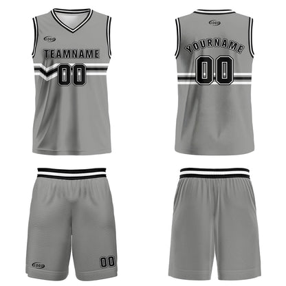 Custom Grey Black White Basketball Jersey Uniform Suit Printed Your Logo Name Number