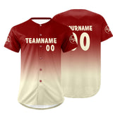 Custom Red White Baseball Jersey Personalized Gradient Team Uniforms Shirt with Name Number