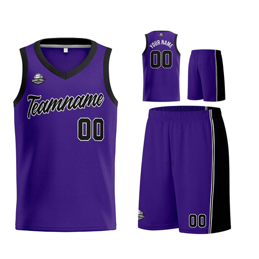Custom Purple Black Basketball Jersey for Men Women Adult Youth Stitched Name Number Logo