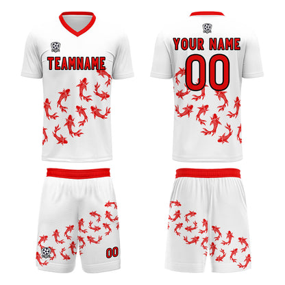 Custom White Soccer Uniform Jersey Kids Adults Personalized Set Jersey Shirt