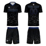 Custom Black Deepblue Soccer Uniform Jersey Kids Adults Personalized Set Jersey Shirt