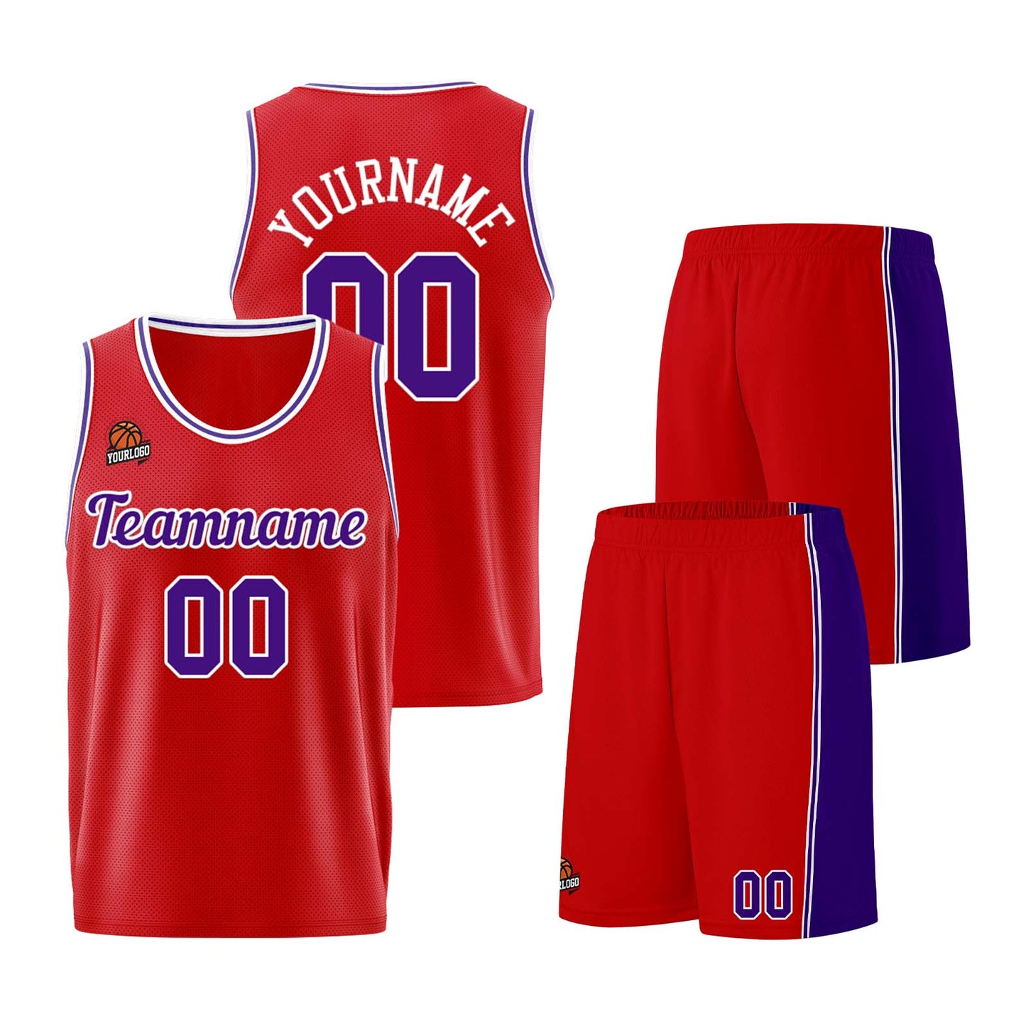 Custom Red Purple Basketball Jersey for Men Women Adult Youth Stitched Name Number Logo