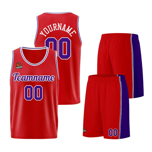 Custom Red Purple Basketball Jersey for Men Women Adult Youth Stitched Name Number Logo