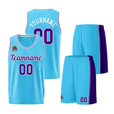 Custom Light Blue Purple Basketball Jersey for Men Women Adult Youth Stitched Name Number Logo