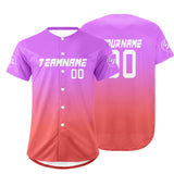 Custom Purple Pink Baseball Jersey Personalized Gradient Team Uniforms Shirt with Name Number