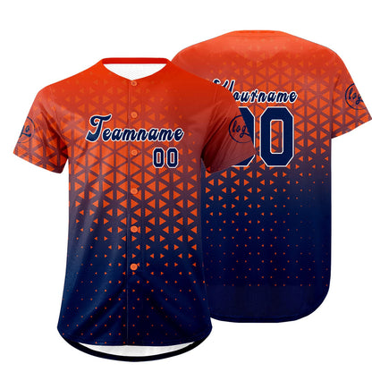 Custom Orange Navy Baseball Jersey Personalized Gradient Team Uniforms Shirt with Name Number
