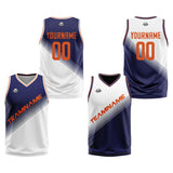 Custom Navy White Reversible Basketball Suit for Adults and Kids Personalized Jersey
