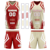 Custom Red Cream Reversible Basketball Suit for Adults and Kids Personalized Jersey