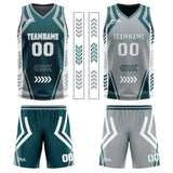 Custom Dull Green Grey Reversible Basketball Suit for Adults and Kids Personalized Jersey