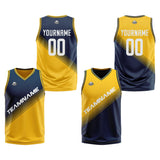 Custom Navy Yellow Reversible Basketball Suit for Adults and Kids Personalized Jersey