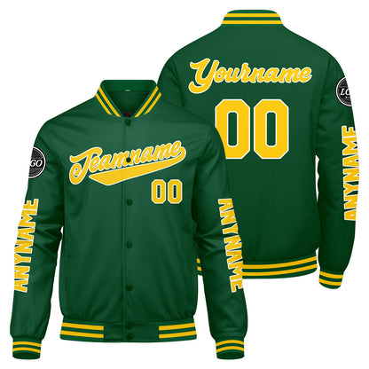 Custom Green Yellow Varsity Jackets for Men Women Youth Personalized Letterman Jackets
