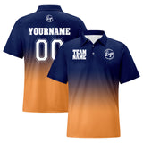 Custom Navy Orange Football Gradient Polo Shirts  Add Your Unique Logo/Name/Number