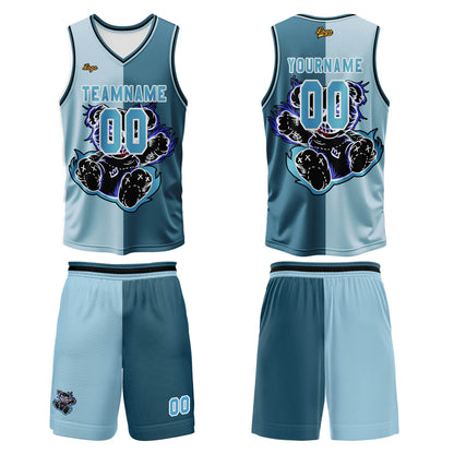Custom Gray Blue Basketball Jersey Uniform Suit Printed Your Logo Name Number
