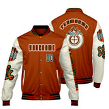 Custom Orange White Letterman Varsity Jacket Personalized Embroidery Printing
