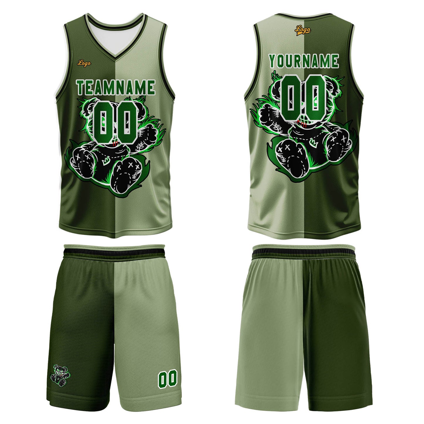 Custom Olive Green Basketball Jersey Uniform Suit Printed Your Logo Name Number