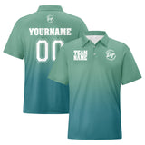 Custom Light Green Cyan Football Gradient Polo Shirts  Add Your Unique Logo/Name/Number