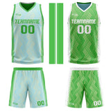 Custom Light Blue Green Reversible Basketball Suit for Adults and Kids Personalized Jersey