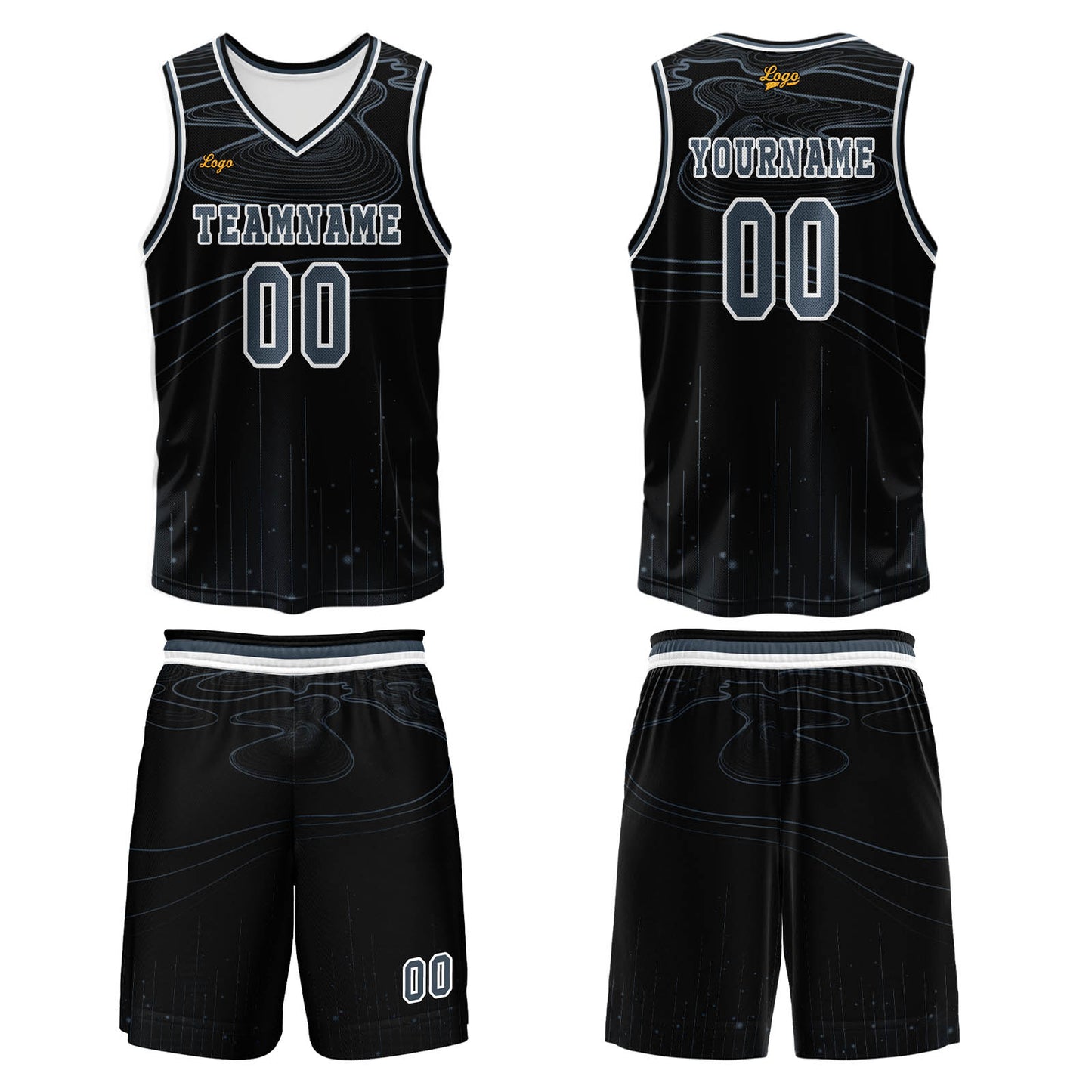 Custom Black Azure Basketball Jersey Uniform Suit Printed Your Logo Name Number