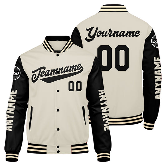 Custom Black Cream Varsity Jackets for Men Women Youth Personalized Letterman Jackets