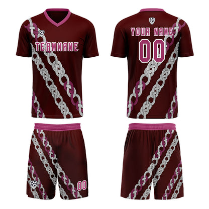 Custom Pink Red Uniform Jersey Kids Adults Personalized Set Jersey Shirt