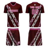 Custom Pink Red Uniform Jersey Kids Adults Personalized Set Jersey Shirt