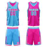 Custom Blue Pink Reversible Basketball Suit for Adults and Kids Personalized Jersey