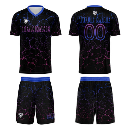 Custom Black Rose Purple Soccer Uniform Jersey Kids Adults Personalized Set Jersey Shirt