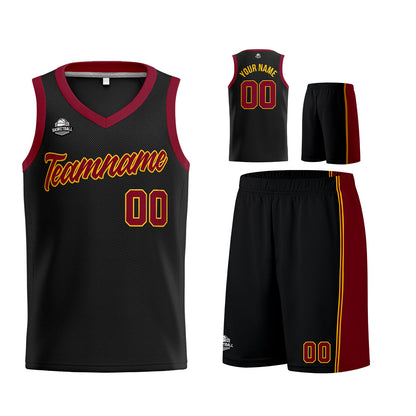 Custom Black Burgundy Yellow Basketball Jersey for Men Women Adult Youth Stitched Name Number Logo