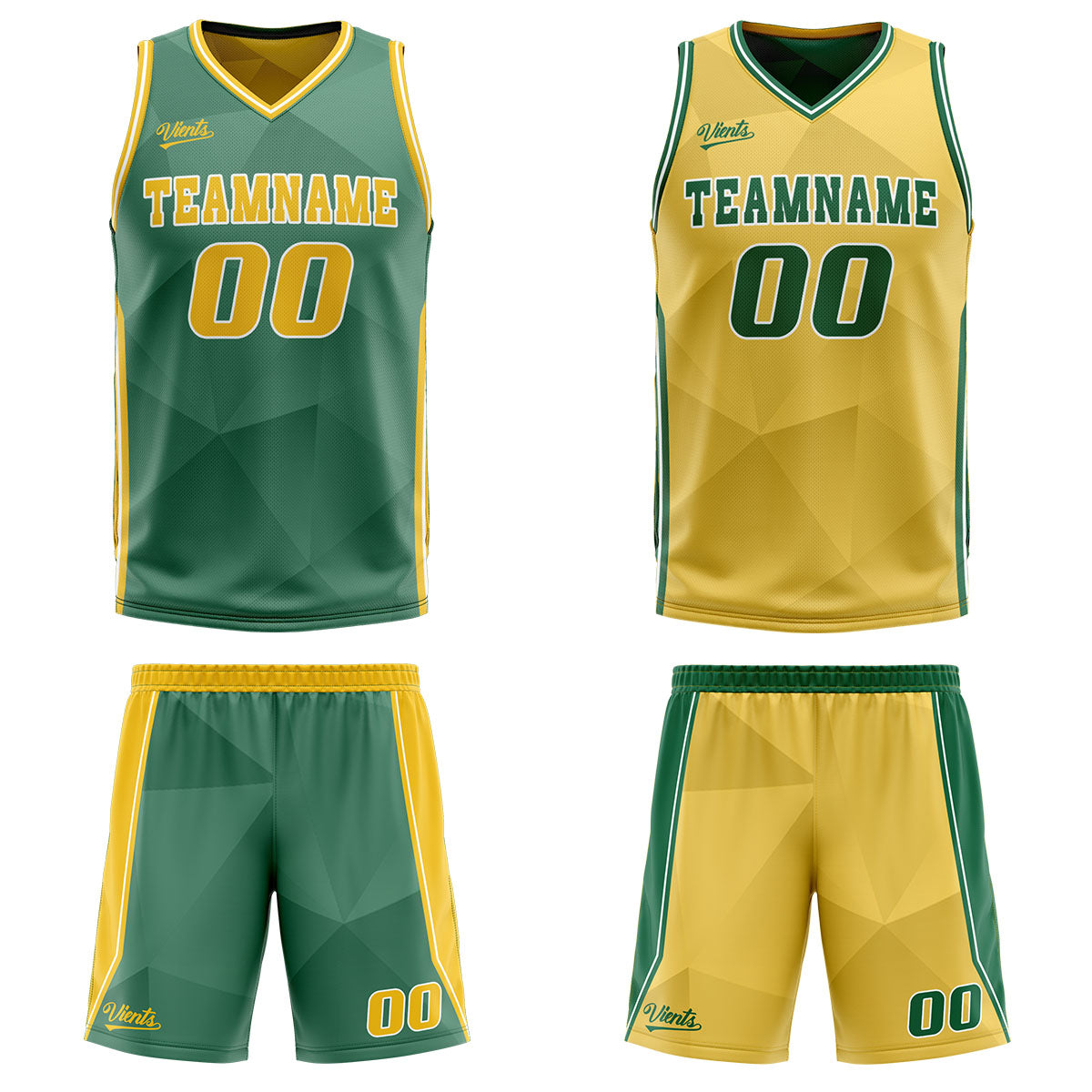 Custom Green Yellow Reversible Basketball Suit for Adults and Kids Personalized Jersey