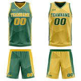 Custom Green Yellow Reversible Basketball Suit for Adults and Kids Personalized Jersey