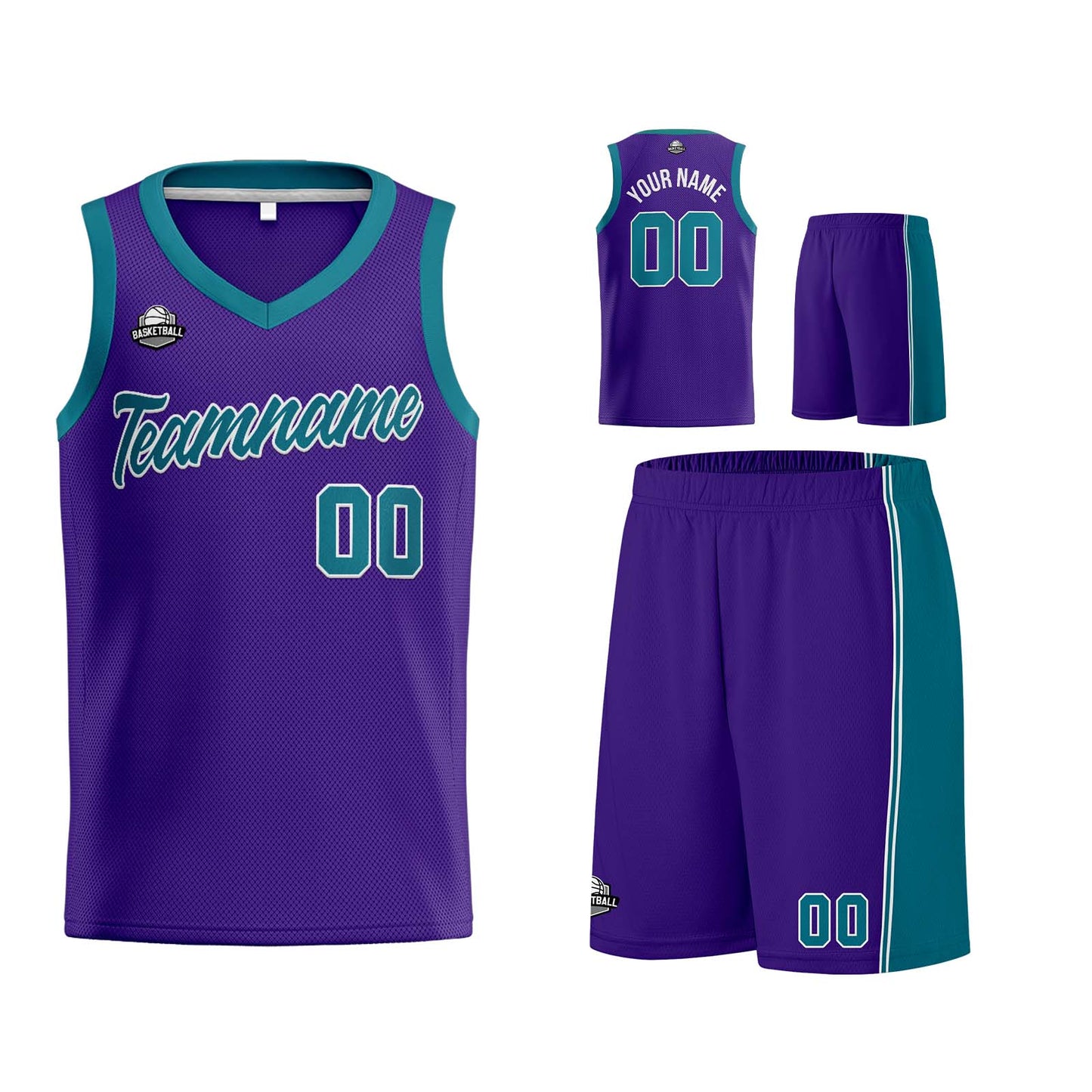Custom Purple Teal Basketball Jersey for Men Women Adult Youth Stitched Name Number Logo