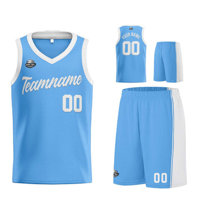 Custom Light Blue White Basketball Jersey for Men Women Adult Youth Stitched Name Number Logo