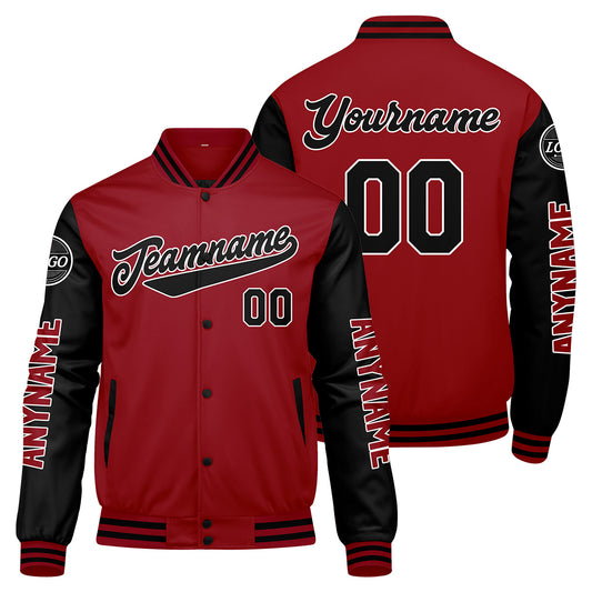 Custom Red Black Varsity Jackets for Men Women Youth Personalized Letterman Jackets